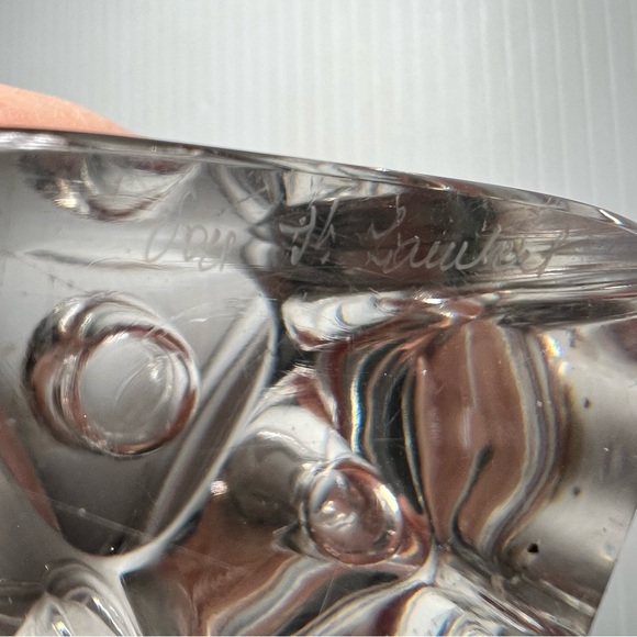 ONE Val St Lambert Tricorn Crystal Candlestick Candle Holder SIGNED 4.25" - Picture 4 of 8